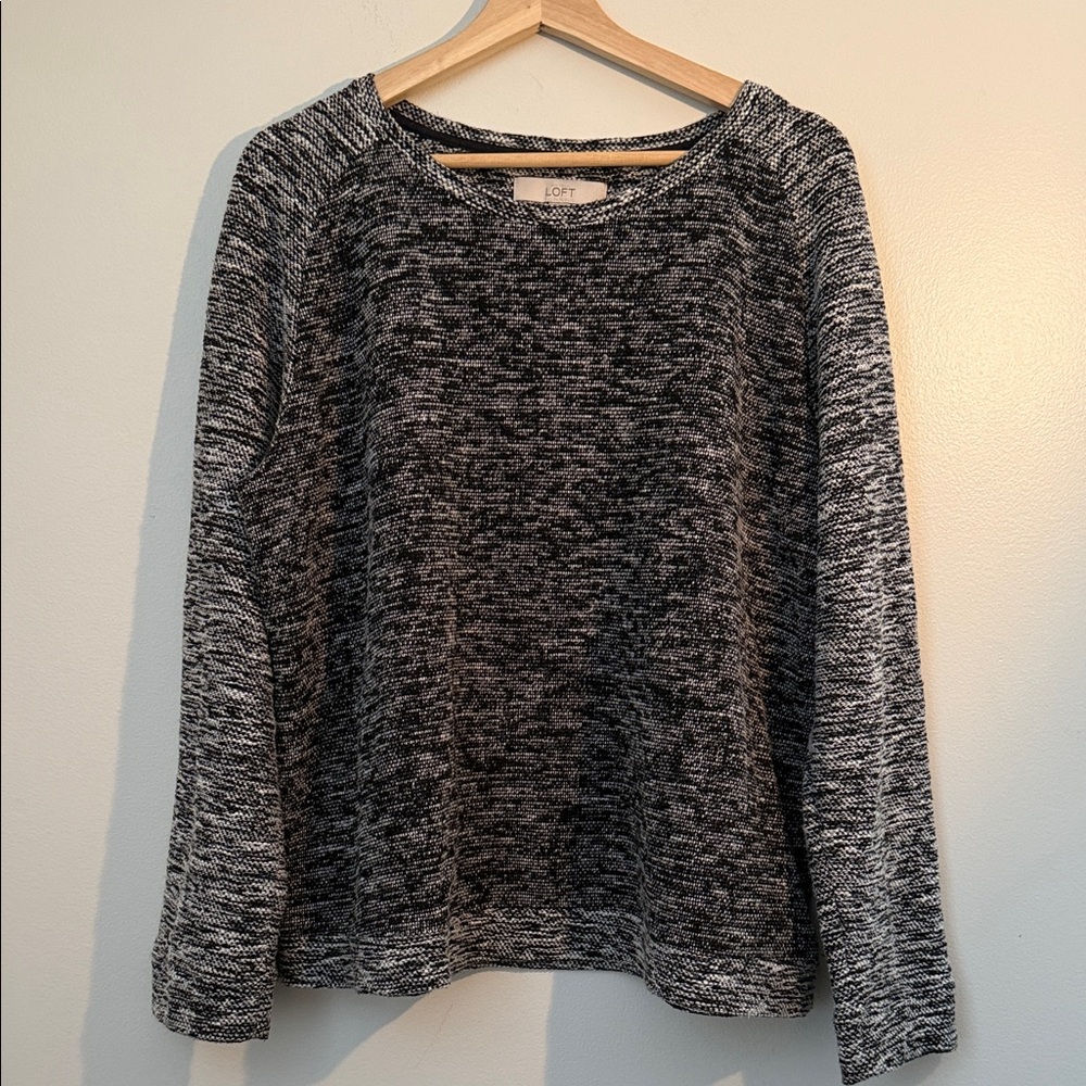 LOFT Black and White Crew Neck Sweater